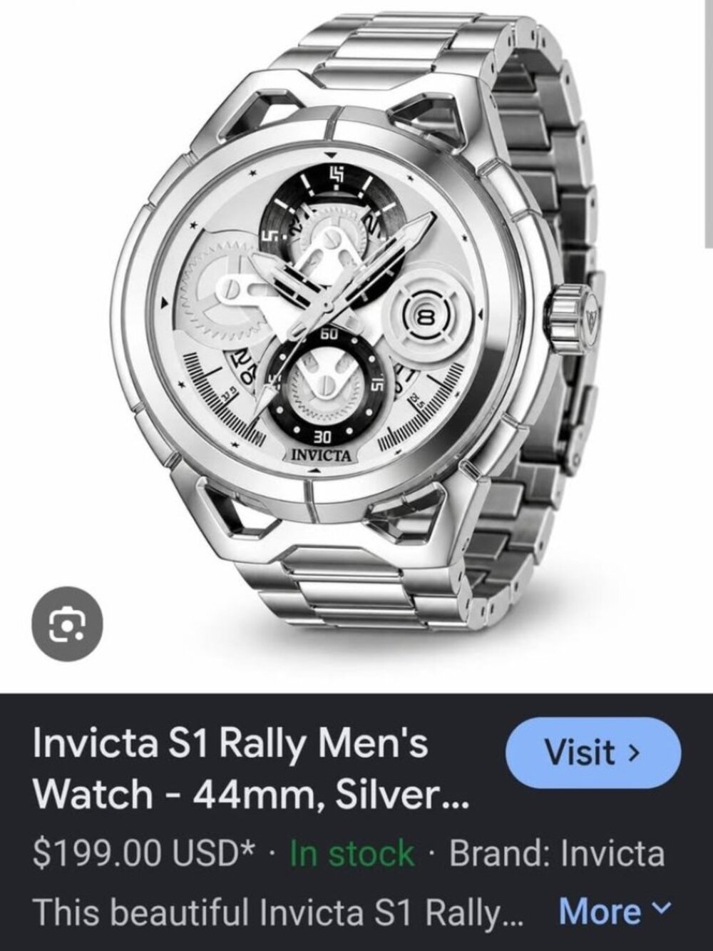 126.4  Invicta S1 Rally Men's Watch - 44mm, Silver